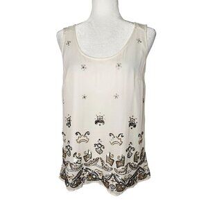 NEW! FRENCH CONNECTION Elsa Sparkle Strappy Top Size Medium Ivory Sequin Crepe